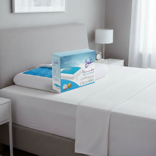 مخدة غُنوة من الميموري فوم مع طبقة الجل الباردة 60x40x13 سم