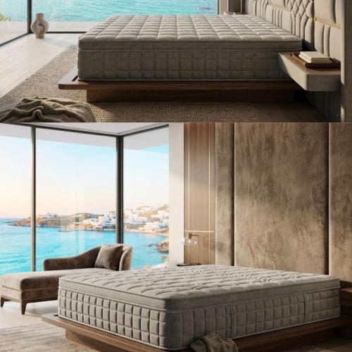 مرتبة إسفنج  HR قاسي مع طبقة الميموري فوم ارتفاع 28سم