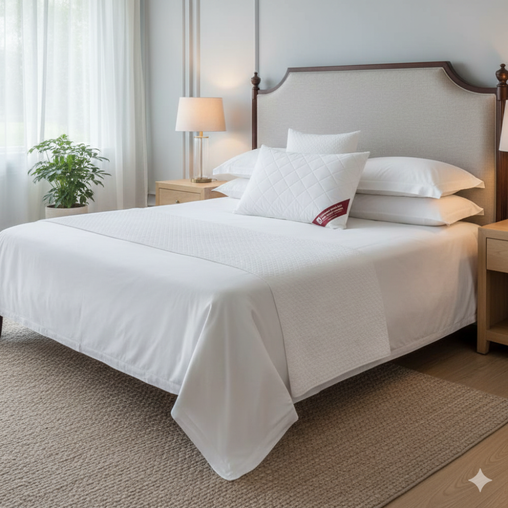 مخدة فندقية قماش مبطن وحشوة  الفايبر الناعم 50*70 سم